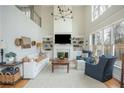 Bright and airy living room with high ceilings, fireplace, built-ins, and large windows at 3975 River Club Dr, Cumming, GA 30041