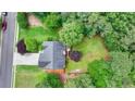 Birds eye view of the property highlighting the roof, yard, trees, and surrounding neighborhood at 4184 Wyndham Park Way, Buford, GA 30519