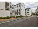 A street view of modern townhomes showcasing a neighborhood feel at 4454 Dandelion Ln, Atlanta, GA 30342