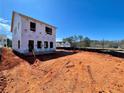 New construction home with an unfinished yard under a blue sky at 112 Winsome Way, Woodstock, GA 30188