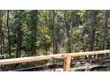 Stunning view of a serene river through lush trees from a deck railing at 8155 Stone Hill Rd, Cumming, GA 30028