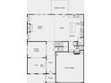 Layout of the home's first floor including formal dining, flex room, open living, kitchen and garage at 1466 Auburn Glen Rd, Dacula, GA 30019