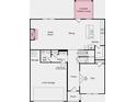 First floor plan showing kitchen, dining, garage, and covered outdoor living at 4208 Brindle Pl, Loganville, GA 30052