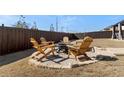 Backyard patio featuring a fire pit with Adirondack chairs for outdoor entertaining at 2286 Cadenza Cir, Dacula, GA 30019