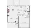 Layout of the first floor featuring an open-concept kitchen, great room, dining area, and a 2-car garage at 4188 Brindle Pl, Loganville, GA 30052