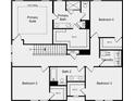 Layout of the second floor featuring the bedrooms, primary bath, and laundry room at 205 Groveton Ct, Euharlee, GA 30145