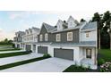 Charming townhomes with modern farmhouse design, each featuring an attached garage and individual driveway at 210 Sharon Ln, Loganville, GA 30052
