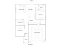 First floor plan showing kitchen, living, dining, garage, and flex room at 1213 Arnhem Dr, Hampton, GA 30228