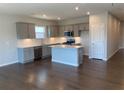 Modern kitchen with an island, stainless steel appliances, and gray cabinets at 670 Pineberry Dr, Grayson, GA 30017
