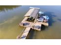 Well-equipped boat dock with covered seating area, umbrellas, and space for relaxation on the water at 4770 Hilltop Nw Dr, Acworth, GA 30101
