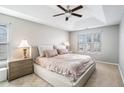 Bright main bedroom features a tray ceiling, large windows, neutral colors, and plush carpeting at 4283 Brighton Nw Way, Kennesaw, GA 30144