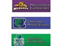 A picture of the local schools with their logos and respective names at 718 Park Haven Ln, Canton, GA 30115