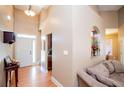 Welcoming home foyer with hardwood floors, high ceilings, and elegant details at 95 Gorham Gates Dr, Hiram, GA 30141