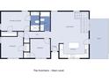 Main level floor plan showcases the layout including bedrooms, bathrooms, living room, kitchen, and patio at 580 Hutchens Se Rd, Atlanta, GA 30354