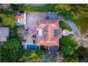 Breathtaking aerial view showcasing the property's pool, manicured grounds, and classic red tile roof at 401 Peachtree Battle Nw Ave, Atlanta, GA 30305