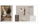Zen bathroom showcasing floating wood vanities, vessel sinks, and vertically tiled walls at 1146 Brookhaven Walk Way, Brookhaven, GA 30319