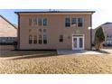 This angle showcases the backyard with a view of the home's windows and door to the patio at 2035 Davallia Ct, Cumming, GA 30041