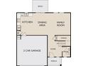 First floor plan showing the kitchen, dining area, Gathering room, and two-car garage at 186 Sonoma Drive, Dallas, GA 30157