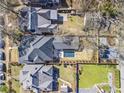 Aerial view showcases the property's layout with a pool, landscaped yard, and convenient parking at 733 Cherokee Se Ave, Atlanta, GA 30315