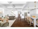 Spacious living room with coffered ceilings, hardwood floors, and an open layout at 152 Park Dr, Decatur, GA 30030