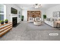 Bright living room with fireplace, built-in bookcase, and neutral-toned furniture at 1882 Byrom Pkwy, Jonesboro, GA 30236