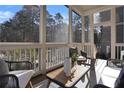 Relaxing screened-in porch with comfortable seating and a view of the backyard and trees at 2159 James Aly, Atlanta, GA 30345