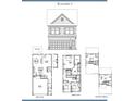 Rosedale I floor plan featuring main level, upper level, and 3rd floor option layouts for the home at 1239 Riverstone Rd, Jonesboro, GA 30238