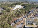 Aerial view of neighborhood showcasing proximity to Lake Windward Elementary School and well-manicured lawns at 345 Crown Vetch Ln, Alpharetta, GA 30005
