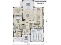 Main floor plan displaying the layout for kitchen, dining, living, office, and garage at 6841 Phillips Mill Rd, Douglasville, GA 30135