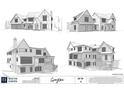Architectural perspectives showcasing multiple elevations of the home, highlighting unique design elements at 135 Grayton Ln, Roswell, GA 30075