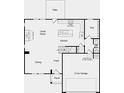 Detailed first floor plan featuring an open layout, kitchen, dining area, great room, and a 2-car garage at 213 Groveton Ct, Euharlee, GA 30145
