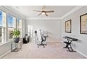 Spacious home office with carpet, a ceiling fan, and bright windows at 273 Amylou Cir, Woodstock, GA 30188