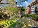 Beautiful backyard space with lush greenery, mature trees, and a tranquil garden setting at 46 W Belle Isle Rd, Atlanta, GA 30342