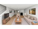 Cozy living room with a fireplace, ample seating, and open flow to the kitchen at 735 Crestwell Sw Cir, Atlanta, GA 30331