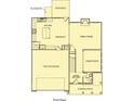 First floor plan featuring a two-car garage, kitchen, breakfast area, Gathering room, dining room and covered porch at 380 Waterbluff Dr, Mableton, GA 30126