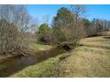 Picturesque view of a tranquil creek flowing through the property surrounded by lush greenery and mature trees at 680 Milligan Creek Rd, Roopville, GA 30170