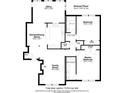 Layout of the ground floor features a kitchen, Gathering room, office, two bedrooms and two baths at 112 Rosaire Nw Pl, Atlanta, GA 30327