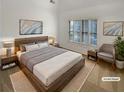 Inviting bedroom with a large bed, stylish furniture, and plantation shutters for a modern aesthetic at 3083 Milledge Gate Se Ct, Marietta, GA 30067