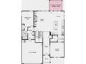 First floor plan featuring an open layout with kitchen, great room, and dining area at 1613 Caldwell Bend Ln, Dacula, GA 30019