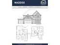 Maddox floor plan showcasing a two-story home with 4 beds, 3 baths, & 2,750 square feet at 174 Pinewood Dr, Covington, GA 30014