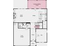 Layout of the first floor showcasing the great room, kitchen, dining area, and 2-car garage at 534 Nolden Trl, Dacula, GA 30019