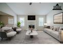 Bright, virtually staged living room with a fireplace, lots of light, and neutral decor at 228 Roberts Trl, Locust Grove, GA 30248