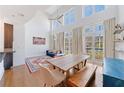 Living area showcasing a wooden dining table, hardwood floors, and large windows with natural light at 1221 Caroline Ne St # 201, Atlanta, GA 30307