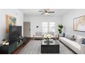Bright living room features modern furnishings, large windows, and stylish decor at 3706 Clovis Nw Ct, Atlanta, GA 30331
