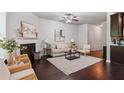 Cozy living room featuring a fireplace, recessed lighting, and an open layout at 2359 Castle Keep Way, Atlanta, GA 30316