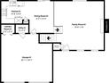 Layout featuring a spacious Gathering room, kitchen, dining area, laundry room, and a two-car garage at 5307 Mountain Village Ct, Stone Mountain, GA 30083