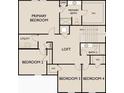 Floor plan showing the second level with the primary bedroom, loft, utility room, and additional bedrooms at 2399 Argento Cir, Dacula, GA 30019