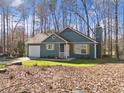 Charming single-Gathering home with blue siding, attached garage, and a well-kept lawn at 109 Beaver Dam Rd, Peachtree City, GA 30269