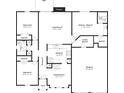 Detailed floor plan showcasing the layout of the home, including bedrooms, living spaces, and garage at 5477 Hedgeflower Ct, Stone Mountain, GA 30088