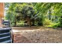 Large backyard with a shed, mature trees, and a privacy fence offering ample space for outdoor activities at 732 Quaker Sw St, Atlanta, GA 30315
